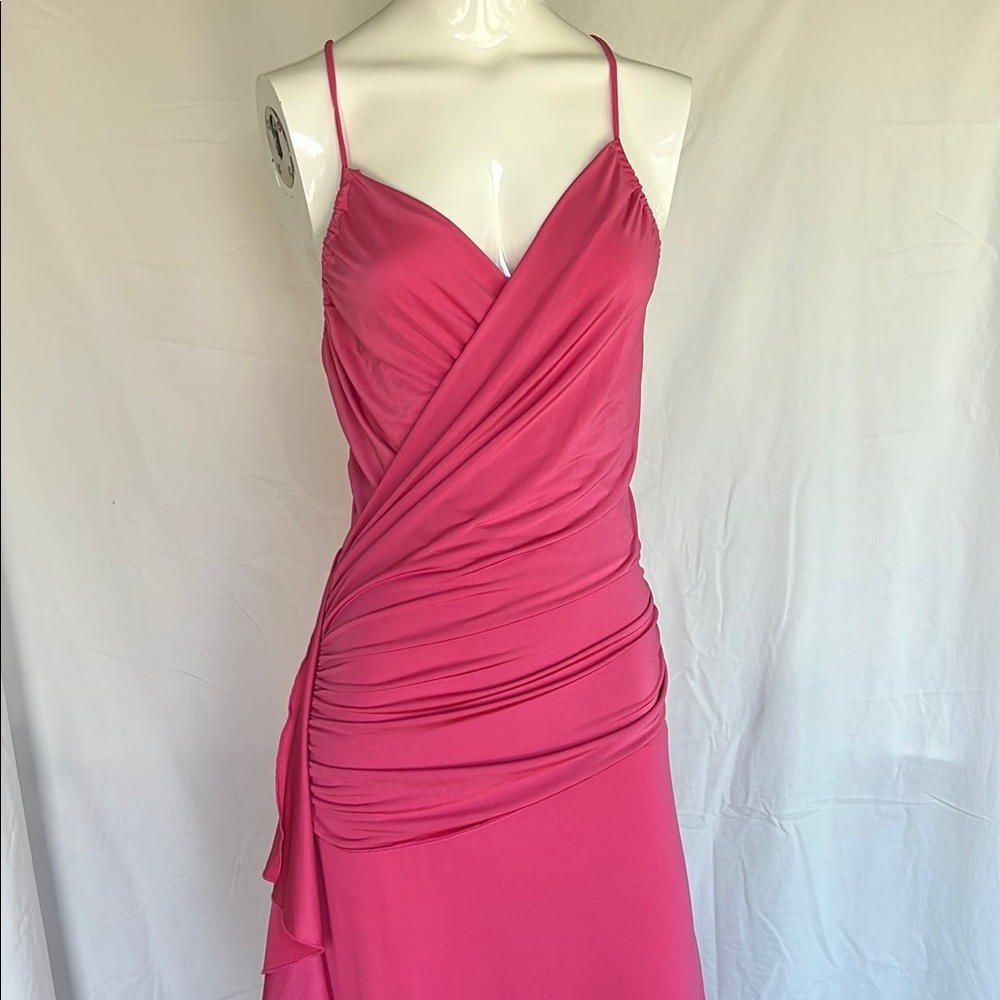Georgiou Pink Draped Women's Dress in Fuchsia Size Large